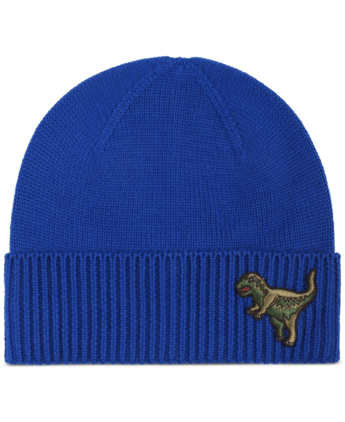 Coach Men's Tyrannosaurus Rex Dinosaur Patch Beanie Hat True Blue