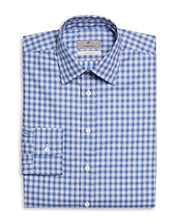 Canali Mens Modern Fit Sport Dress Shirt Large Blue Plaid