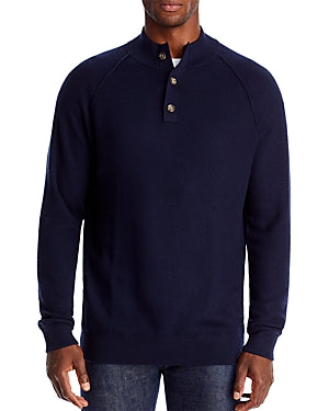 Peter Millar Parkway Textured Mock Neck Sweater Large Navy Blue