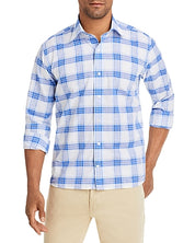 Peter Millar Mens Crafted Duke Grid Pattern Long Sleeve Shirt Medium Blue Plaid