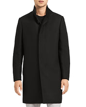 Theory Mens Belvin Slim Fit Wool Over Coat Small Black
