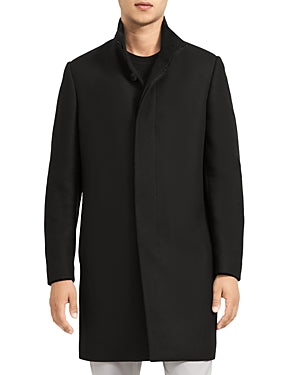 Theory Mens Belvin Slim Fit Wool Over Coat Small Black