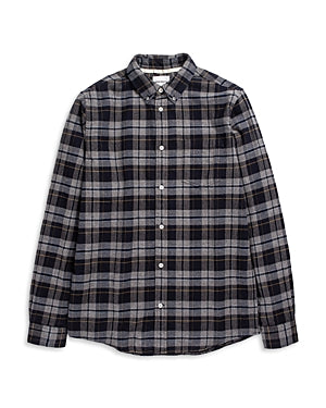 Norse Projects Anton Flannel Plaid Regular Fit Button Down Shirt Grey Small