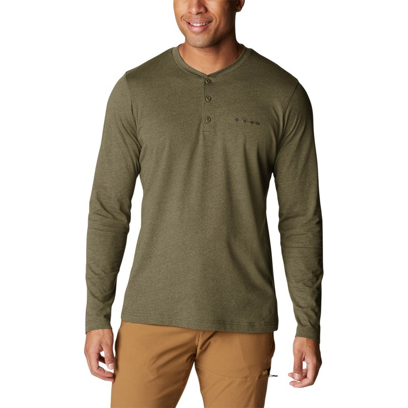 Columbia Men Regular fit Long Sleeve T-Shirt Shirt Large Green Solid