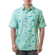 Guy Harvey Mens Sleeve Tonal Bills Printed Fishing Shirt Green Large