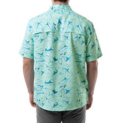 Guy Harvey Mens Sleeve Tonal Bills Printed Fishing Shirt Green Large