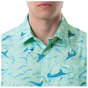 Guy Harvey Mens Sleeve Tonal Bills Printed Fishing Shirt Green Large