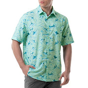 Guy Harvey Mens Sleeve Tonal Bills Printed Fishing Shirt Green Large