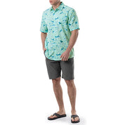Guy Harvey Mens Sleeve Tonal Bills Printed Fishing Shirt Green Large