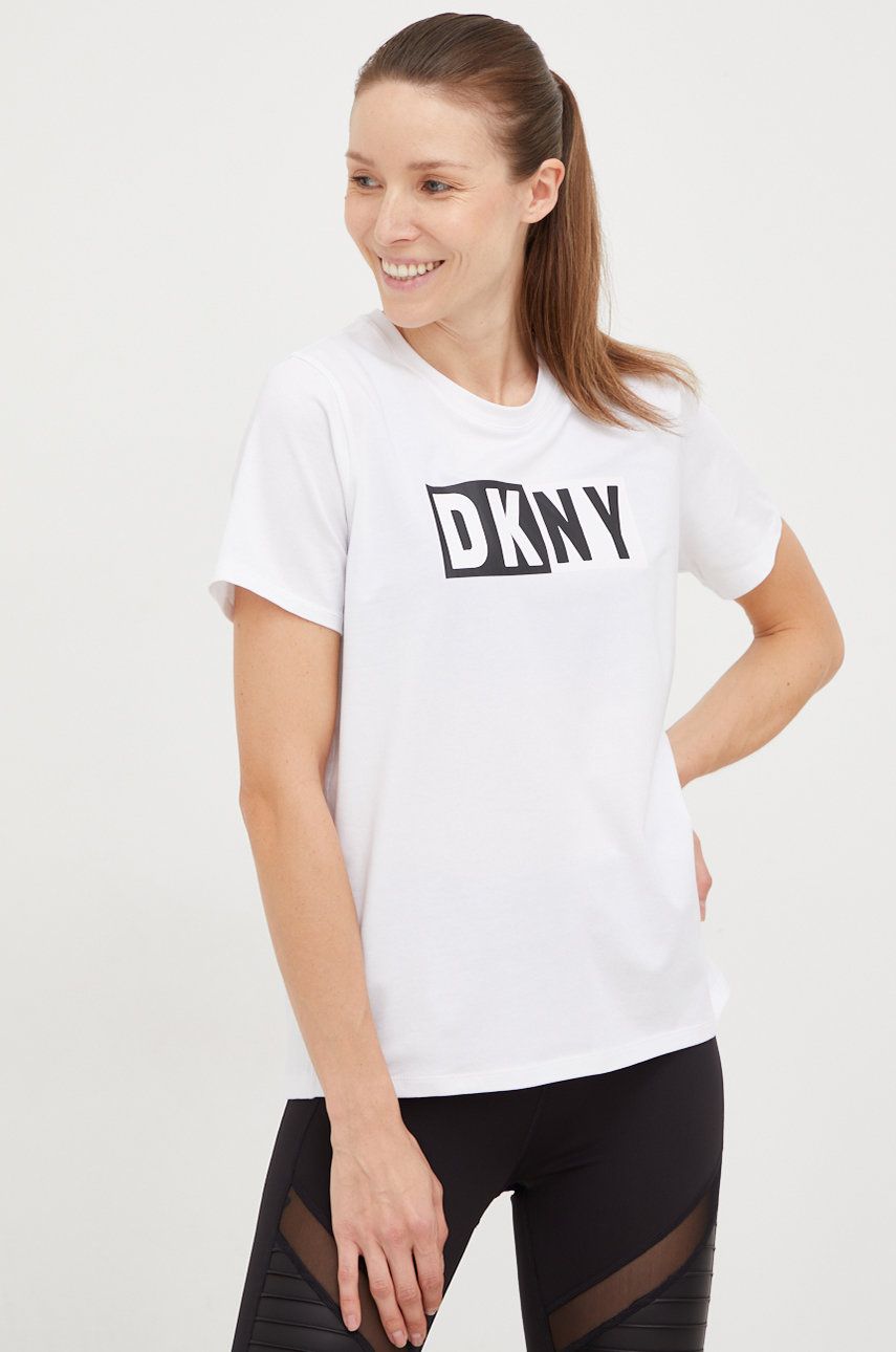 Dkny Womens Regular fit Short Sleeve Graphic T-Shirt Shirt Medium White Solid