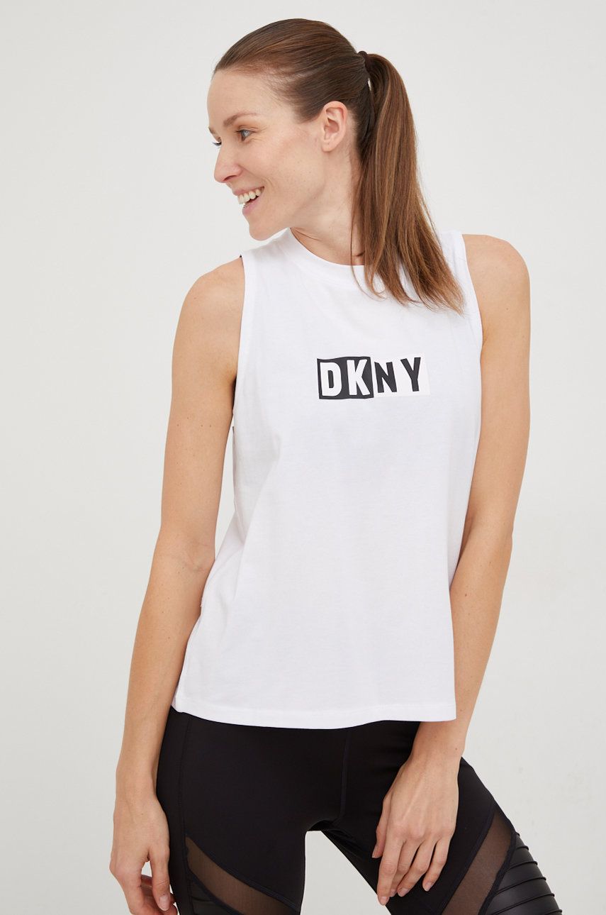 DKNY Womens Regular fit Sleeveless Tank Top Shirt Medium White Solid