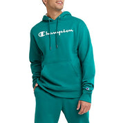 Champion Men's Logo Hoodie Sweatshirt Dark Emerald Green Medium