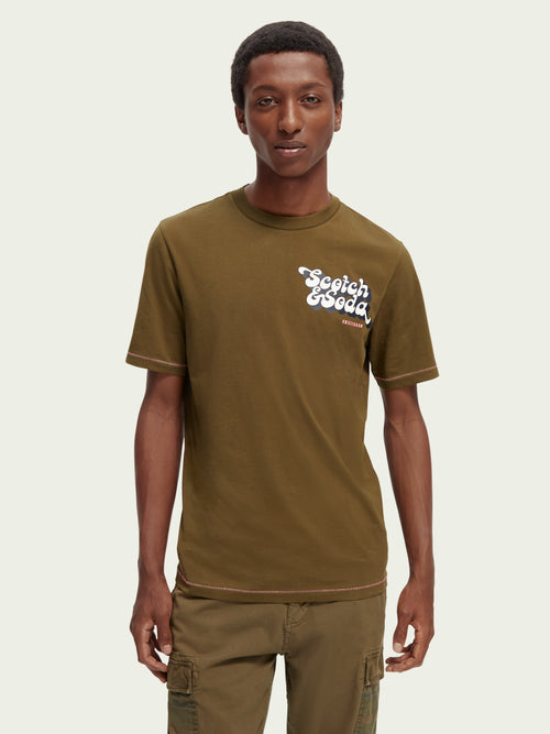 Scotch & Soda Mens Avec Logo Short Sleeve T Shirt Brown Large