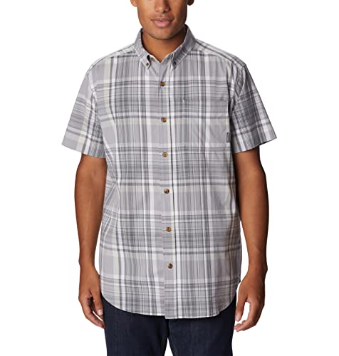 Columbia Men's Rapid Rivers Plaid Short Sleeve Button Down Shirt Gray 2X