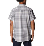 Columbia Mens Short Sleeve Button Down Shirt Grey Rapid Rivers Plaid  Grey XXL