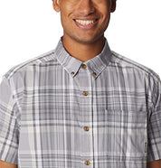 Columbia Men's Rapid Rivers Plaid Short Sleeve Button Down Shirt Gray 2X
