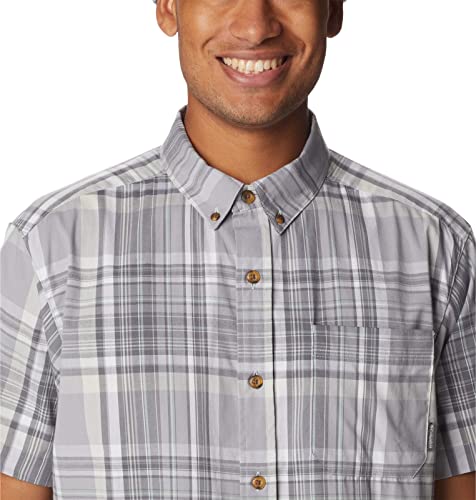 Columbia Men's Rapid Rivers Plaid Short Sleeve Button Down Shirt Gray 2X