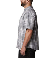 Columbia Mens Short Sleeve Button Down Shirt Grey Rapid Rivers Plaid  Grey XXL