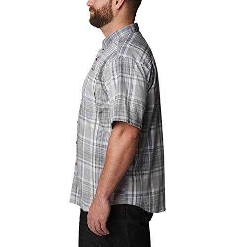 Columbia Mens Short Sleeve Button Down Shirt Grey Rapid Rivers Plaid  Grey XXL