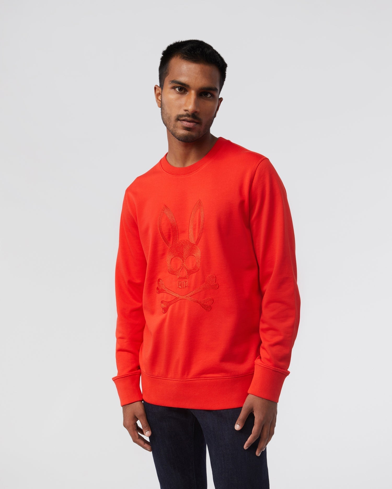 Psycho Bunny Mens Thomaston Graphic Crewneck Sweatshirt Small Red Spice
