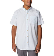 Columbia Men Regular fit Short Sleeve Button-Up Shirt Medium White Plaid
