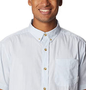 Columbia Men Regular fit Short Sleeve Button-Up Shirt Medium White Plaid