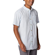 COLUMBIA Men's Rapid Rivers Short Sleeve Shirt Plaid White Medium