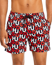 HUGO Mens Kook Logo Print Swim Shorts Black XL
