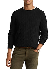 Polo Ralph Lauren Mens Iconic Cable Kit Cashmere Crewneck Sweater Black Small