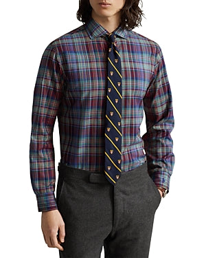 Polo Ralph Lauren Mens Cotton Twill Plaid Classic Fit Button Down Shirt Blue Red XL