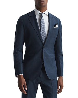 REISS Mens Slim Fit Sharkskin Blazer Sport Coat 44R Navy Blue