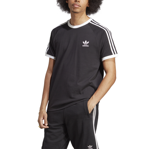Adidas Men's 3 Stripe Short Sleeve Crewneck T Shirt Black Small