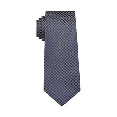 Calvin Klein Mens Slim Gingham Check Tie  Iris Blue OS