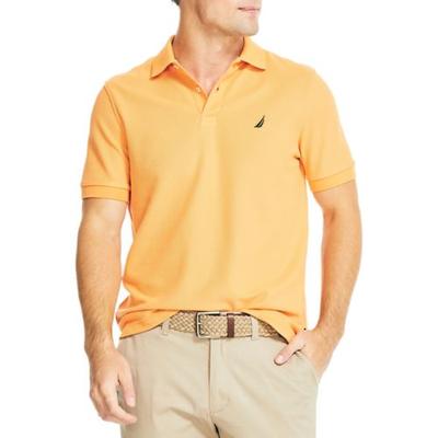 Nautica Men's Sustainably Crafted Classic Fit Deck Polo Shirt Oragne Large