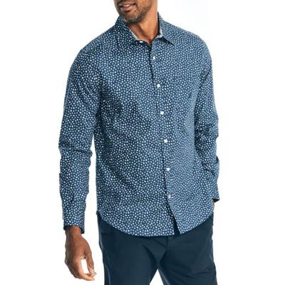 Nautica Men's Printed Poplin Shirt 2Xl Blue