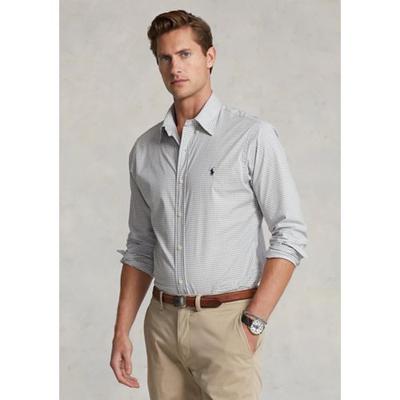 Polo Ralph Lauren Men's Classic Fit Gingham Poplin Shirt Grey White Small