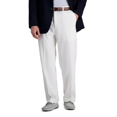 Haggar Mens Classic fit Dress Pants 36 / 31 White Solid Stretch