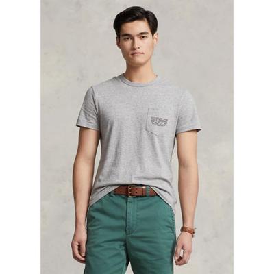 Polo Ralph Lauren Mens Classic Fit Logo Pocket T shirt Polo Gray Small