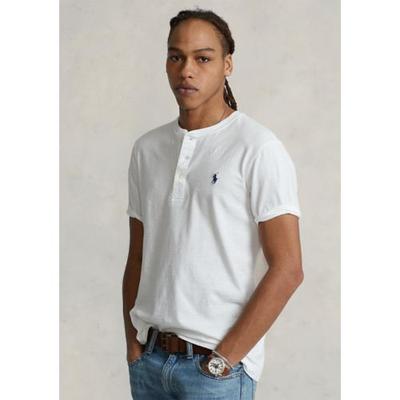 Polo Ralph Lauren Mens Slub Jersey Short Sleeve Henley T Shirt White 2XL