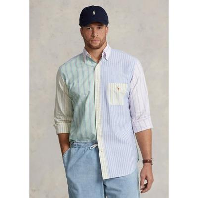 Polo Ralph Lauren Mens Big and Tall Striped Oxford Shirt Stripe Blue XLT
