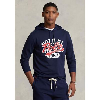Polo Ralph Lauren Men's Logo Jersey Hooded T Shirt Cruise Navy Blue Medium