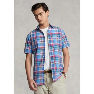 Polo Ralph Lauren Mens Classic Fit Plaid Short Sleeve Oxford Shirt Blue Multi Small