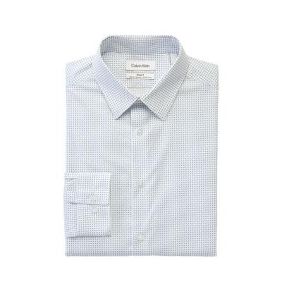Calvin Klein Men Slim fit Dress Shirt Large 16.5 in 32-33 Blue Geometric