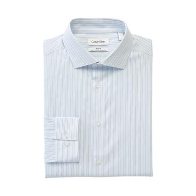 Calvin Klein Mens Slim fit Dress Shirt XL 17.5 in 32-33 Light Blue Striped