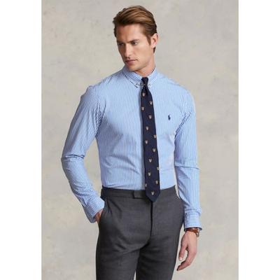 Polo Ralph Lauren Men's Classic Fit Striped Stretch Poplin Shirt Blue Small