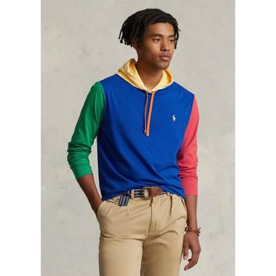 Polo Ralph Lauren Men's Color-Blocked Jersey Hooded T Shirt Medium Sapphire Blue