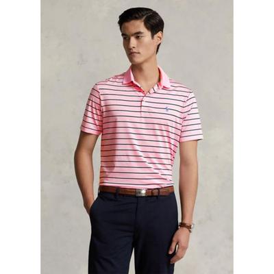 Ralph Lauren Men's Classic-Fit Performance Polo Shirt Pink Blue Medium