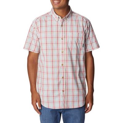 Columbia Men Regular fit Short Sleeve Button-Up Shirt Large Pink Plaid
