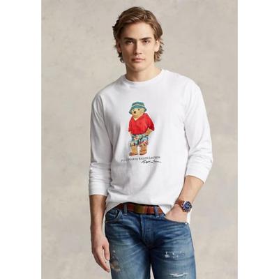Polo Ralph Lauren Mens Classic Fit Polo Bear Long Sleeve Jersey T Shirt White XL