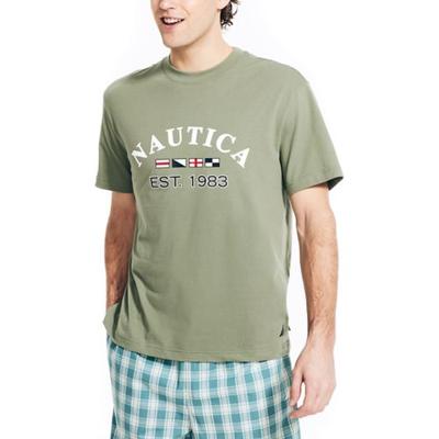 Nautica Mens Short Sleeve Graphic T Shirt Green Medium